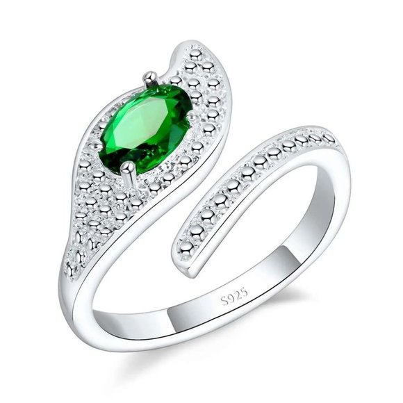 ❤️ Leaf Adjustable Ring 925 Sterling Silver - Picture 1 of 2